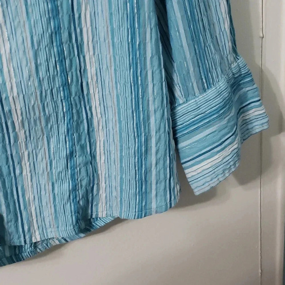 JM Collection Blue Button Down - Picture 8 of 13